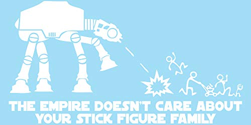 SW The Empire Doesn't Care About Your Stick Figure Family Decal Vinyl Sticker Auto Car Truck Wall Laptop | White | 12