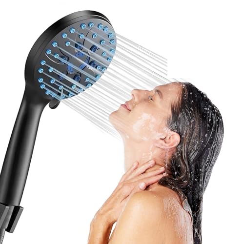 Las Mejores Mangueras de ducha en México. 41 DAHAN Regaderas para Baño, Cabezal de Ducha de Mano para Baño Alta Presión, 7 Modos Rociado, Con Manguera 1.5m Soporte Autoadhesivo Ajustable, Cinta de Sellado