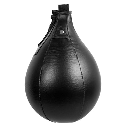 Alomejor Balle de Boxe, Kit de Sac de Frappe en Cuir PU de qualité Supérieure avec Pompe de Gonflage pour Entraînement MMA Muay Thai, Kickboxing, Entraînement Gratuit (Black)