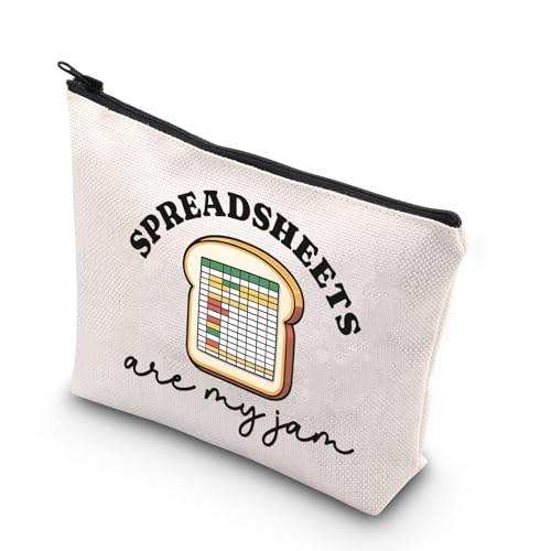 TSOTMO Cpa Gift Spreadsheets Are My Jam Makeup Bag Tax Season Gift Accounting Gift Accountant Zipper Pouch Bag (Spreadsheets bag)