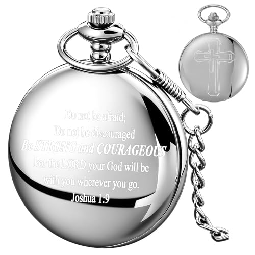 Cross Bible Verse Pocket Watch in Bronze Tone