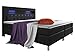 Produktbild Home Collection24 Boxspringbett 180x200 cm mit Bonell Federkernmatratze Topper in H3 Hotelbett Doppelbett LED Beleuchtung (Schwarz, 180 x 200 cm)