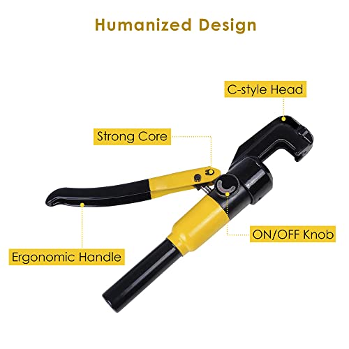 Yescom 10 Ton Hydraulic Wire Crimper Battery Cable Lug Terminal Crimping Tool With 9 Dies #TOP4