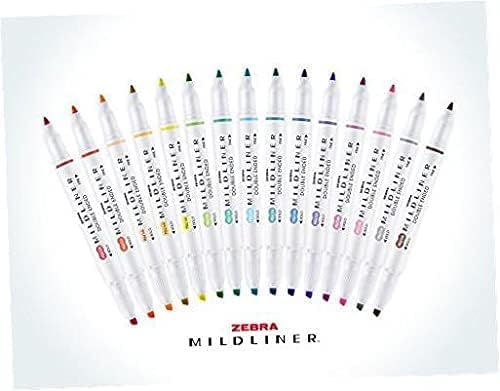 Miniatura 7 de Zebra Pen Mildliner - Resaltador de doble extremo con puntas anchas y finas colores variados paquete de 15unidades