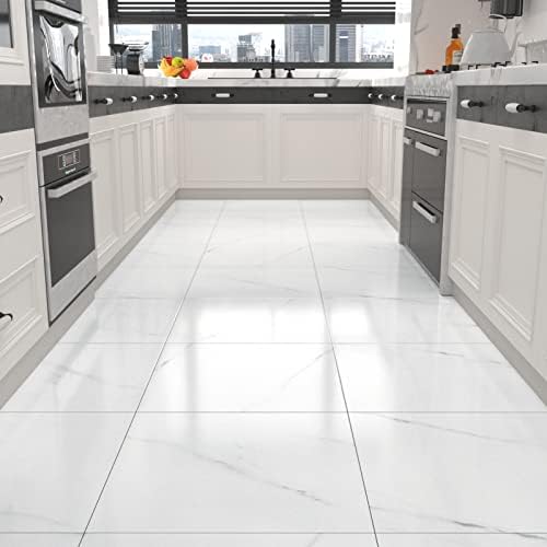 WESTICK Peel and Stick Floor Tile Bathroom Waterproof Marble Vinyl Flooring