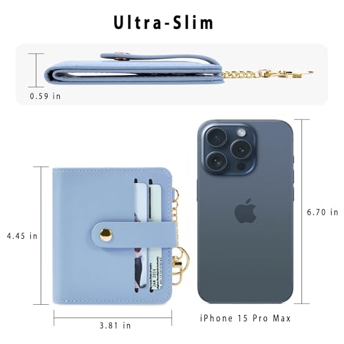 Image of Airkit Small Wallet Women RFID, PU Leather Card Holder with Keychain | Slim Compact Zipper Coin Purse for Ladies, Travel Holiday Gifts for Mom, Cute Mini Bifold Wallets