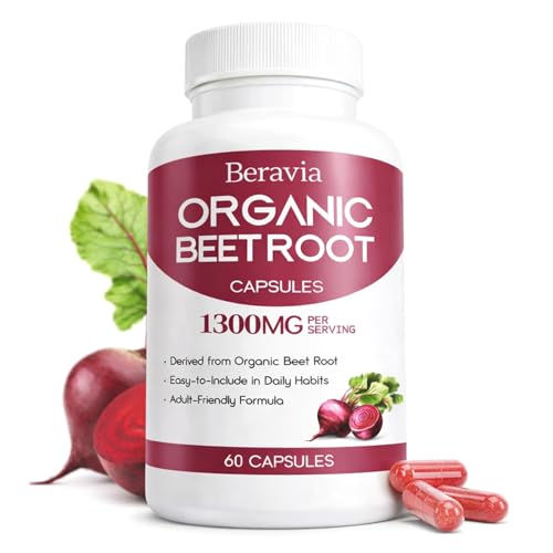 Beravia Organic Beet Root Capsules 1300mg - 60 Capsules (30-Day Supply) | Vegan Non-GMO Gluten-Free Supplement for Energy & Daily Wellness Support (1)