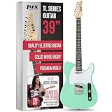 LyxPro 39” Electric Guitar TL Series, Full-Size Paulownia Wood Body, 3-Ply Pickguard, C-Shape Neck, Ashtray Bridge, Quality Gear Tuners, 3-Way Switch & Volume/Tone Controls, 2 Picks Included, Green