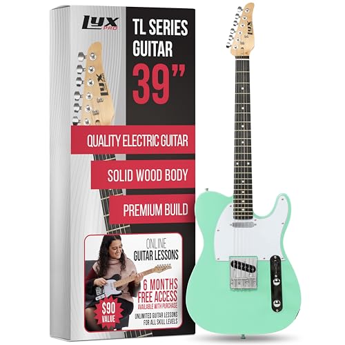 LyxPro 39” Electric Guitar TL Series, Full-Size Paulownia Wood Body, 3-Ply Pickguard, C-Shape...