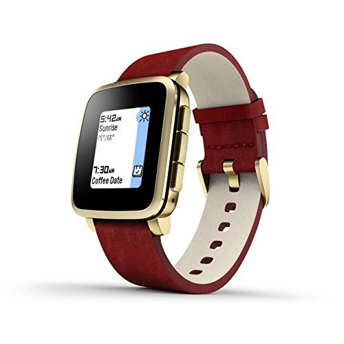 Pebble Time Steel Smartwatch for Apple/Android Devices - Gold (Renewed)
