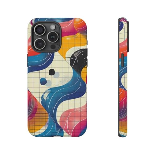 Coque iPhone 15 Pro Max motif géométrique abstrait rigide multicolore