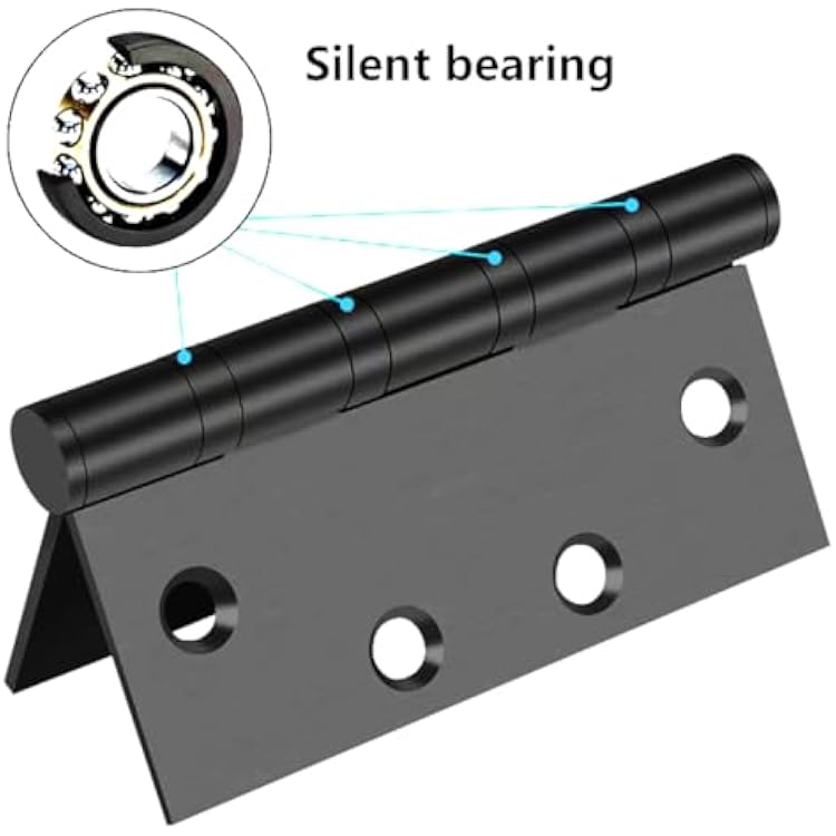 Heavy Duty Hinges,304 Stainless Steel Door Hinges 4-1/2 Inch,4.5x 4 Ball Bearing Door Hinge with Square Corners -2 Pack (Black)