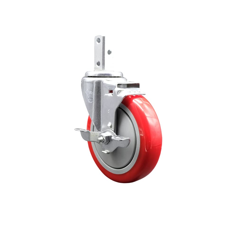 600CASTPRHD Regency 5 Inch Swivel Caster with Brake - Fits Regency Models 109APR1820L 109APR1826L 407RKKITFULL 407RKKITHALF - Light Duty Replacement - Red Polyurethane Wheel - Service Caster Brand