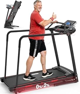 Redliro Walking Treadmill for Seniors Foldable - 400 Lb Capacity Senior Treadmill with Front & Long Handrails, 0%-2% Incline Home Recovery Fitness Exercise Machine for Elder, 47.6” Long Belt, APP