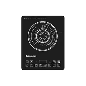 Crompton Instaserve 2100 W Induction Cooktop with 12 Feather Touch Buttons | 8 One touch Cook Menus |Slim Body | Overvoltage Shield Protection