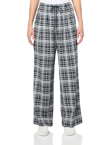 Tommy Hilfiger Women's Pleated Wide Leg Printed Sportswear Bottoms Pants, Sky Captain/Ivory, 14