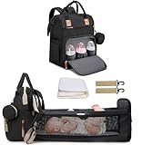 Fexkean Wickeltasche Rucksack Baby Wickelrucksäcke Reisewindeltasche mit faltbarem Kinderbett mit...