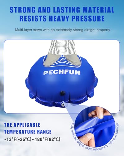 Pechfun Poolkissen Winter, 120 x 120 cm Poolkissen Rund, Pool Kissen überwinterung XXL, Winterkissen mit Sicherheitsventil inkl, Reparaturkit