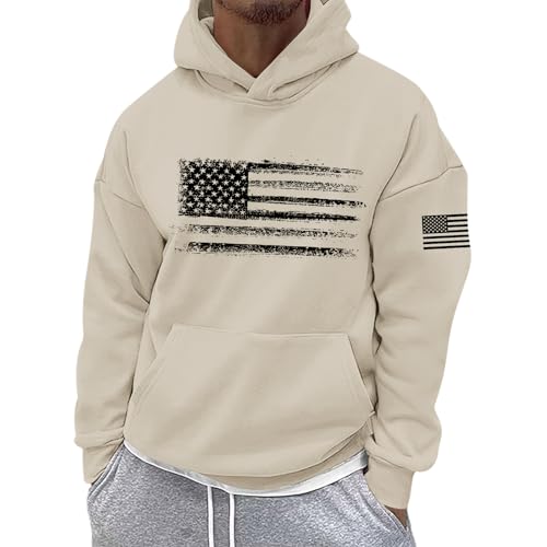 Sulayesh American USA Flag Hoodie for Men Patriotic Vintage Graphic