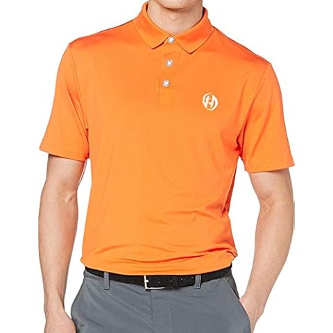 HARD LAND Men's Golf Polo Shirts Quick Dry Polyester Lightweight Performance Solid Sports Short Sleeve T-Shirts Orange Size XXXXL Cover