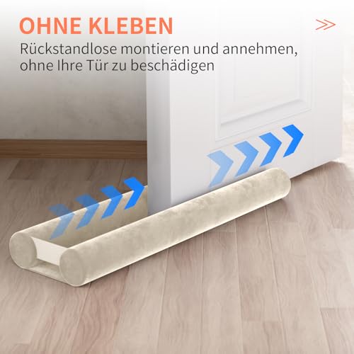 BKSAI Zugluftstopper für Türen 90CM Ohne Kleben Türdichtung Unten Zuschneidbar für Haustüren 80cm 75cm 85cm 83cm Luftzugstopper Windstopper Türluftstopper Türbodendichtung Windschutz Tür
