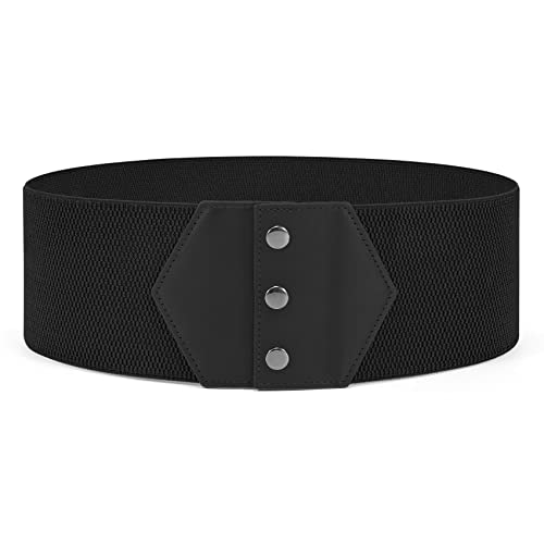 WHIPPY Women Wide Elastic Belts for Dress Snap-Button Stretch Corset Belt Ladies Stretchy Waistband