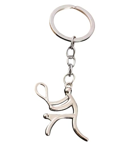 WOO LANDO Portachiavi per atleti, in acciaio inox, motivo sportivo stilizzato, regalo per ciclisti, calciatori, pallacanestro, corridori e tennisti, Tennis, Taglia unica