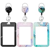 3 Pack Heavy Duty Badge Holder with Retractable Reel, ID Name Tag Worker Badge Carabiner Clip Vertic