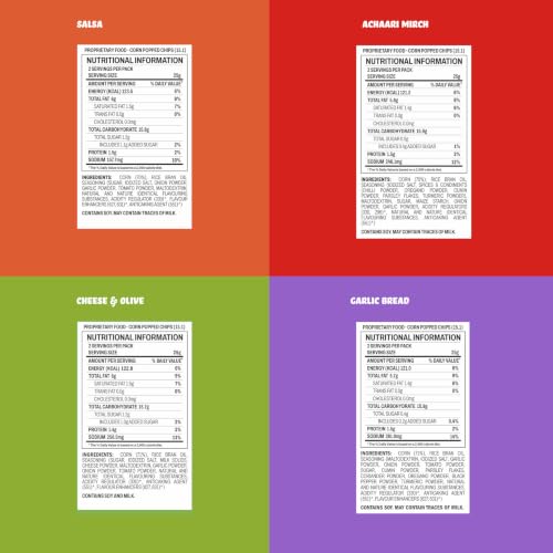 Image of BRB Popped Chips | Variety Pack - 8 Flavours | Potato & Corn Popped Chips | Not Fried. Not Baked | 60% Less Oil, No Palm Oil, Healthy Snack | 8 x (48g /51g) Combo Pack (weight may vary)