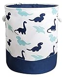 HIYAGON Storage Baskets,Cotton Fabric Laundry Hamper,Collapsible & Convenient Home Organizer Containers for Kids Toys,Baby Clothes(Dinosaur)