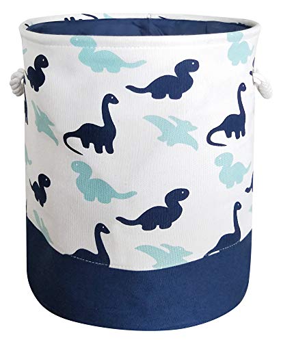 HIYAGON Storage Baskets,Cotton Fabric Laundry Hamper,Collapsible & Convenient Home Organizer Containers for Kids Toys,Baby Clothes(Dinosaur)