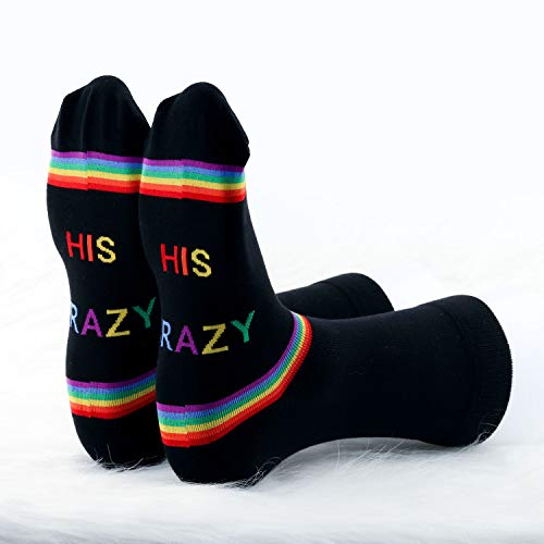 MBMSO Gay Couple Gifts Socks His Crazy His Weirdo Rainbow Striped Socks Gay Pride Gifts3