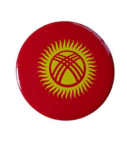 Vmcoatdu Round Kyrgyzstan Kirghizstan Flag International Travel Big Pins Alloy Heat Transfer Printing Made Metal Souvenir For Hat Clothes Backpack #TOP5