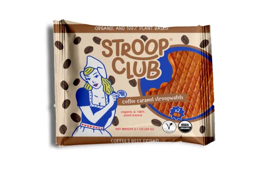 Stroop Club Coffee Infused Organic Stroopwafel Caramel Treats | Vegan, Plant-Based and Dutch-Approved Indulgence - 12 Vegan Waffle Cookies (6 Pack of 2)
