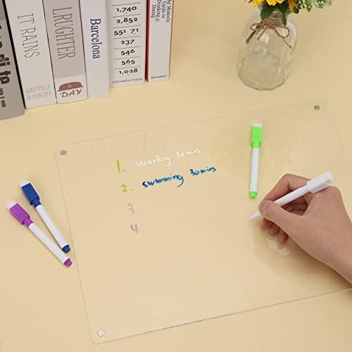 Eoout Clear Dry Erase Board For Fridge, Acrylic Note Board Refrigerator Dry Erase Board Magnetic 15"X11", Reusable Kitchen Menu Board Memo Blank Whiteboard Includes 4 Markers #TOP6