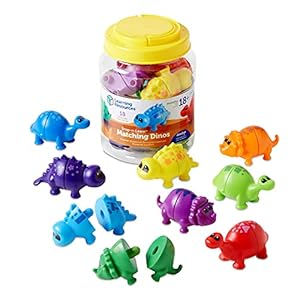 Learning Resources Snap-n-Learn Matching Dinos – 18 Pieces, Ages 18+ Months Toddler Fine Motor Toys, Counting & Sorting Toy, Shape Sorting, Dinosaurs Toys, Sensory Bin Toys