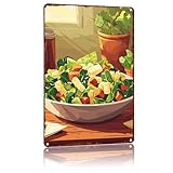 Metal Signs Caesar Salad Illustration Vintage Signs Retro Aluminum Tin Sign For Kitchen Office Home Bar Cafe Decor 8X12 Inch