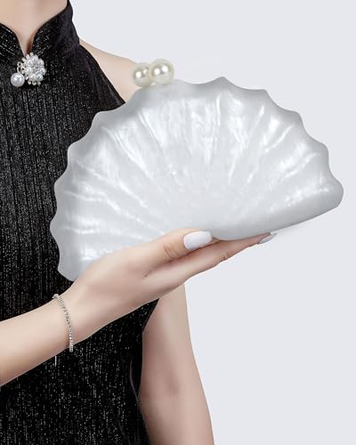 Image of Women Seashell Evening Bag Purse Mermaid Chain Strap Clutch Handbag Shoulder Bag | Seashell