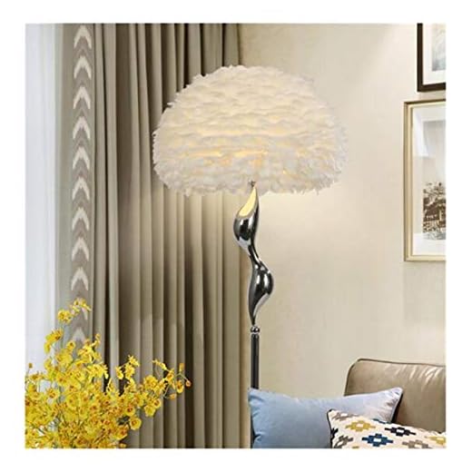 WHBGKJ Golvlampa modern LED metall blomma golvlampa vardagsrum prinsessa rum dekor golvlampa nordisk lyx vita fjädrar golvlampa (lampskärm färg: golvlampa)