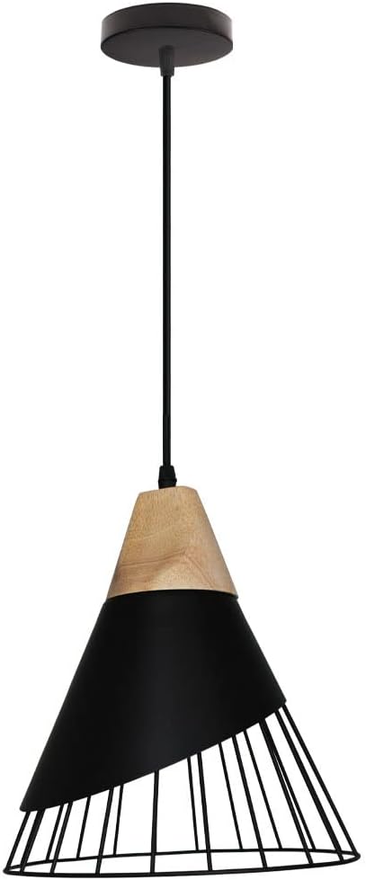 LQZCXMF Eenvoudige Kleine Hanglamp Smeedijzeren Kroonluchter Hanglamp Van Rubberhout Enkele Kop Aluminium Lamp Plafondverlichtingsarmaturen Voor Keuken Eiland Slaapkamer: