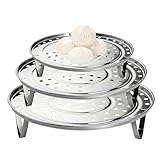3 Pcs Steamer Rack, Steam Racks, Round Steamer Basket, Stainless Steel Steamer Insert Steam Cooker Insert with Removable Legs, 3 Sizes Stackable Dumpling Steaming Rack Accessories (18/20/22cm)