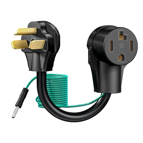 Strightinc 4 Prong to 3 Prong Dryer Plug Adapter with Green Ground Wire Connects 4-Prong New Dryer Female to 3 Prong Old Dryer Male Receptacle 10-30P to 14-30R Dryer Adapter