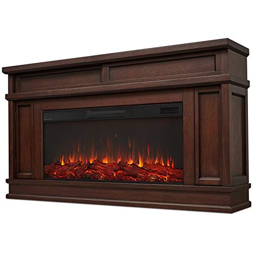 Bowery Hill Traditional Electric Fireplace Wooden Surround Mantel Heater With Remote Control, Adjustable Led Flame, 1500W In Dark Walnut #TOP1