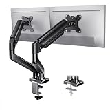 Dual Monitor Stand for 13-32 Inch Screens,75x75/100x100 mm, 22 lbs Load Capacity per Arm, Adjustable Angle, C-Clamp and Grommet Mounting Options