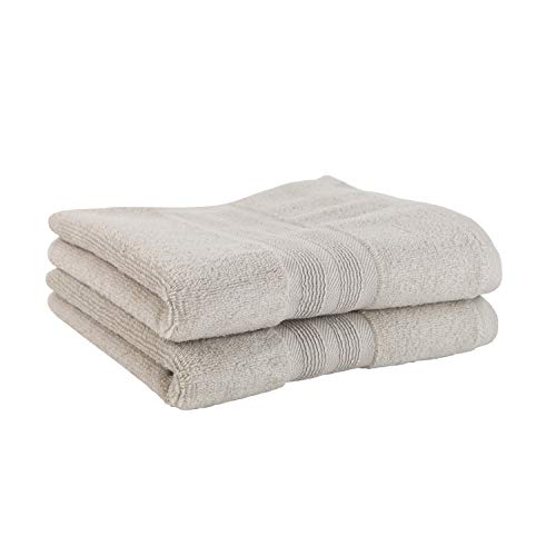 Made Here by 1888 Mills 100% Organic Cotton 2-Piece Hand Towel Set-Made with US and Imported Cotton, Stone
