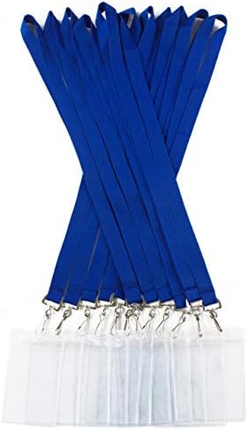 YOYOGO 12 Pack Cruise Lanyard with Waterproof ID Card Holder, Colorful Solid Color Durable Lanyard with Badge ID Holder for Badge Card (Blue)