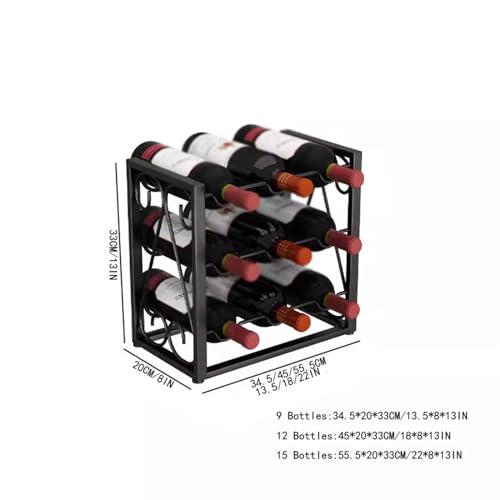 Soporte para botellas de vino de hierro negro 34.5x20x33 cm miniatura 2