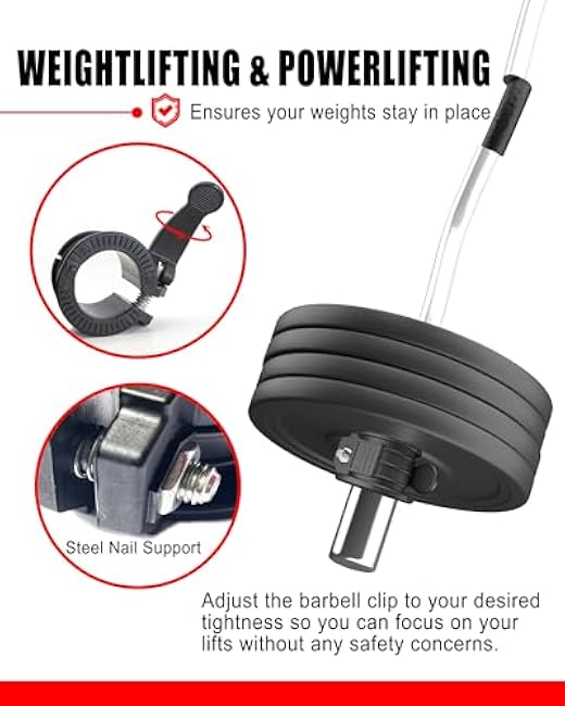 Olympic Barbell Clamps 2 inch Adjustable Barbell Clips Quick Release Pair of Locking Weight Clips for Bars