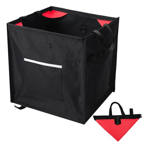 Arrowbash Throw Line Cube Bag - Easy Folding Arborist Throw Line Storage Portable Climbing Rope Organizer Box for Tree Work Outdoor Rope Accessories, Black (Red)