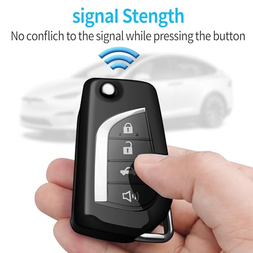 Image of Tukellen for Toyota Key Fob Cover,Special Soft TPU Key Case Cover Protector Compatible with 2018-2024 Camry SE /LE,2020-2025 RAV4 LE,Corolla SE /LE Smart Key-(Black)